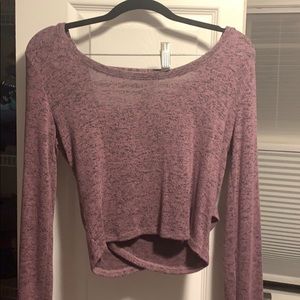 purple open back long sleeve